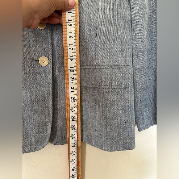 VTG Y2K TALBOTS 100% Irish LINEN Sz 8P SUMMER GRAY BLAZER JACKET Neutral office - Picture 9 of 10